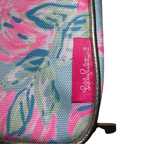 Like New Lilly Pulitzer Cord Organizer Tech Pouch Totally Blossom Pink Blue - Picture 5 of 6